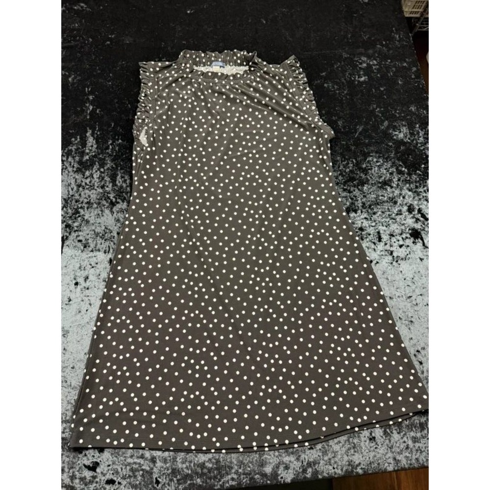 MY HILFIGER Womens 16 Black White Polka Dot Ruffle Sleeveless Shift Dress - Picture 4 of 10